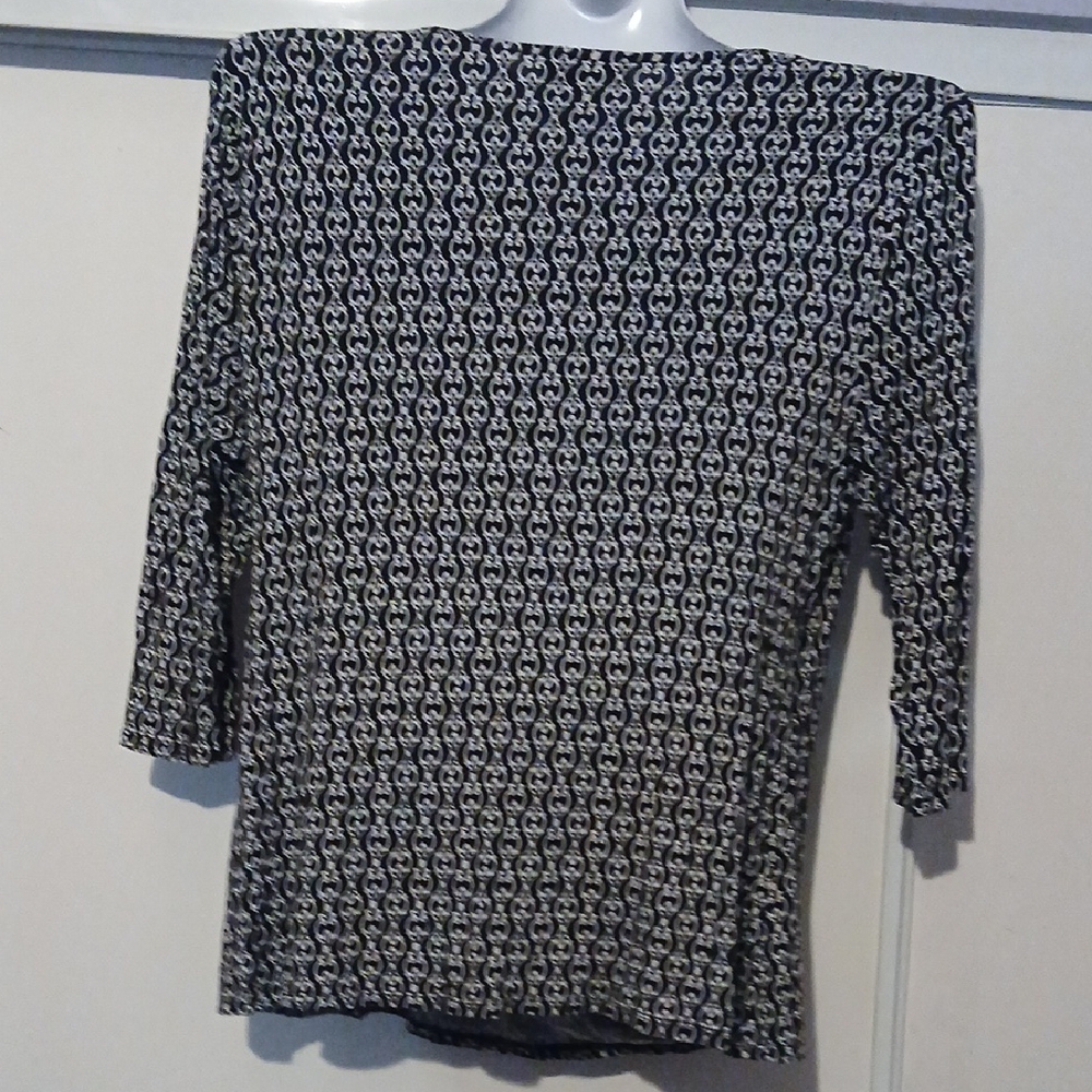 Dana Buchman Black and White Patterned Blouse - Picture 2 of 8